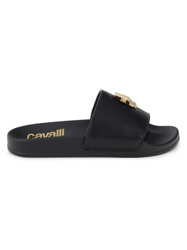 Cavalli Class by Roberto Cavalli Leather Pool Slides